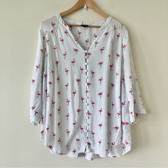 Harper Challis Button-Front 3/4 Sleeve Blouse Size 2X - Picture 1 of 8